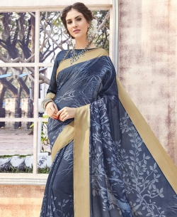 Dark Blue Bhagalpuri Printed Cotton Sarees