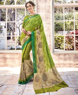 Green Bhagalpuri Printed Cotton Sarees