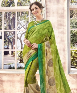 Green Bhagalpuri Printed Cotton Sarees