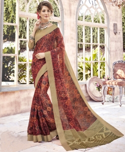 Multi Bhagalpuri Printed Cotton Sarees