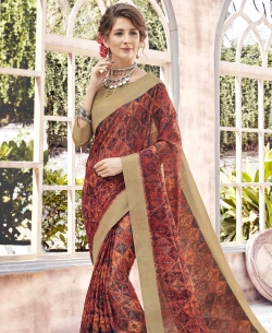 Multi Bhagalpuri Printed Cotton Sarees