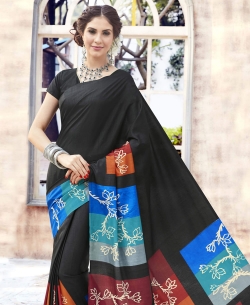 Black Bhagalpuri Printed Cotton Sarees