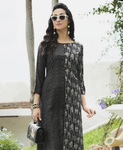 Grey Poly Cotton Printed,Buttons Anarkali Kurtis