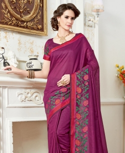 Magenta Cotton Silk Jacquard Border Border Suits