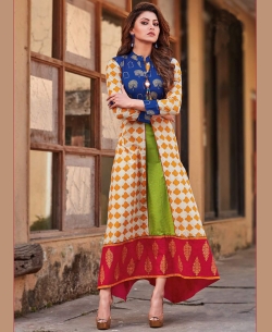 Multi Loan Cotton Printed Anarkali Kurtis