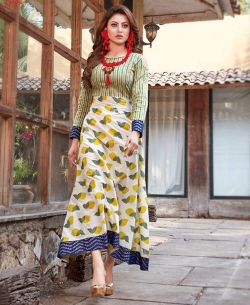 Multi Loan Cotton Printed Anarkali Kurtis
