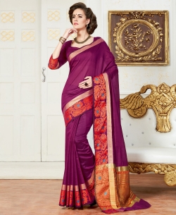 Magenta Cotton Silk Jacquard Border Border Suits