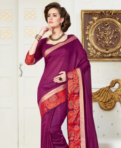 Magenta Cotton Silk Jacquard Border Border Suits