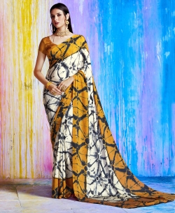 Yellow Silk Crepe Shaded Regular Sarees