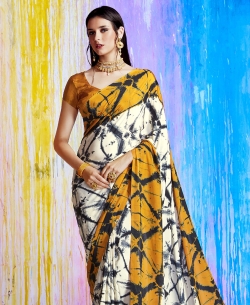 Yellow Silk Crepe Shaded Regular Sarees