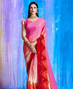 Pink Silk Crepe Shaded Regular Sarees