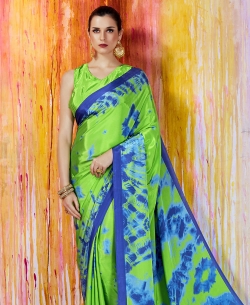 Green Silk Crepe Shaded Regular Sarees