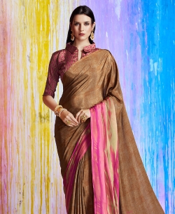 Brown Silk Crepe Shaded Regular Sarees