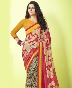 Multi Major Georgette Printed Half And Half Sarees