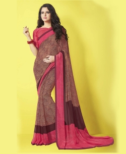 Brown Major Georgette Printed Regular Sarees