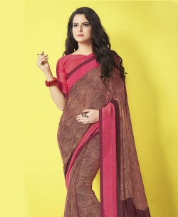 Brown Major Georgette Printed Regular Sarees