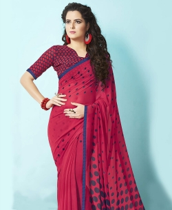 Pink Major Georgette Printed Regular Sarees