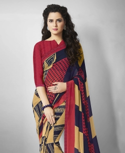 Multi Major Georgette Printed Half And Half Sarees