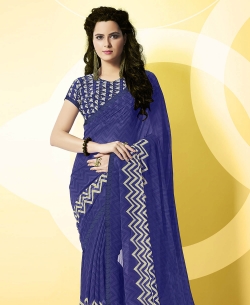 Blue Major Georgette Printed Regular Sarees
