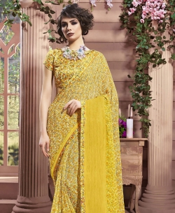 Yellow Weight Less Major Georgette Printed Regular Sarees