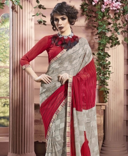 Grey Weight Less Major Georgette Printed Regular Sarees
