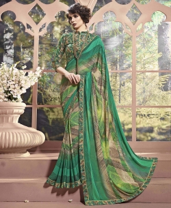 Green Weight Less Major Georgette Printed Regular Sarees