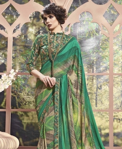 Green Weight Less Major Georgette Printed Regular Sarees
