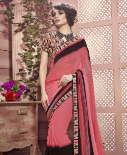 Peach Weight Less Major Georgette Printed Regular Sarees