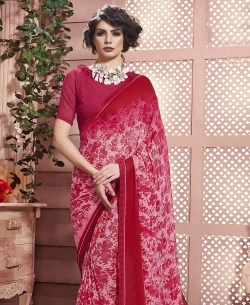 Pink Weight Less Major Georgette Printed Regular Sarees