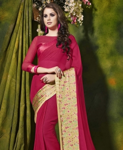 Pink Weight Less Satin Silk Printed Regular Sarees