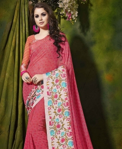 Pink Weight Less Satin Silk Printed Regular Sarees