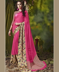 Pink Weight Less Satin Silk Printed Regular Sarees