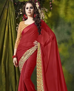 Maroon Weight Less Satin Silk Printed Regular Sarees