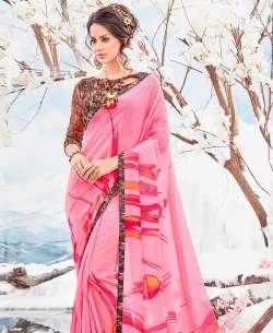 Light Pink Georgette Printed Regular Sarees