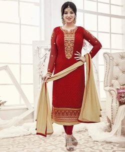Maroon Georgette Brasso Embroidery Salwar Suits