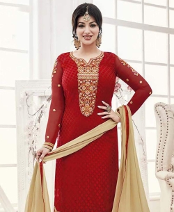 Maroon Georgette Brasso Embroidery Salwar Suits