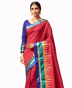 Red Uppada Silk  Jaquard Style Traditional Sarees