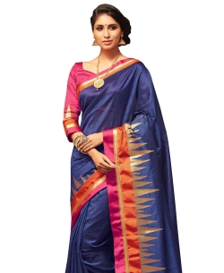 Blue Uppada Silk  Jaquard Style Traditional Sarees