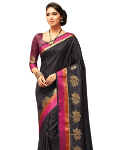 Black Uppada Silk  Jaquard Style Traditional Sarees