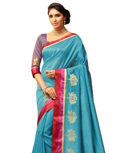 Blue Uppada Silk  Jaquard Style Traditional Sarees