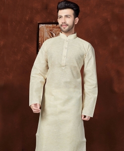 Cream Cotton Embroidery Kurta Pajama