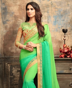 Green Crepe Silk Border Work Border Sarees