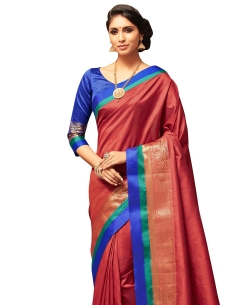 Red Uppada Silk  Jaquard Style Traditional Sarees