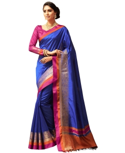 Blue Uppada Silk  Jaquard Style Traditional Sarees