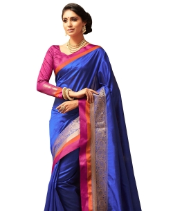 Blue Uppada Silk  Jaquard Style Traditional Sarees