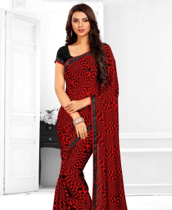 Red Satin Printed Regular Sarees