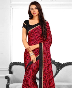 Red Satin Printed Regular Sarees