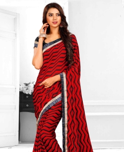Red Satin Printed Regular Sarees