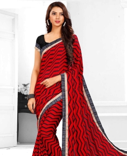 Red Satin Printed Regular Sarees