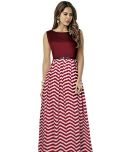 Maroon Tafeta Printed Gowns